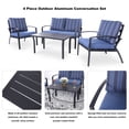 thumbnail image 4 of Nuu Garden 4 Piece Outdoor Aluminum Patio Furniture Set Conversation Set, Cushioned Love Seat, Yard Lawn, Navy Blue, 4 of 9