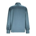 thumbnail image 6 of JSKUMAR Women's Silk Blouse Casual Long Sleeve Bow Tie Neck Button Down Shirts Stylish Basic Office Work Tops Outfit (Navy,S), 6 of 7
