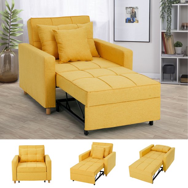 YODOLLA 3in1 Futon Sofa Bed Chair,Convertible Sofa SleeperMustard