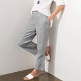 thumbnail image 4 of Casual Pants for Women Drawstring Side Button Straight Leg Summer Pants with Pockets, 4 of 6
