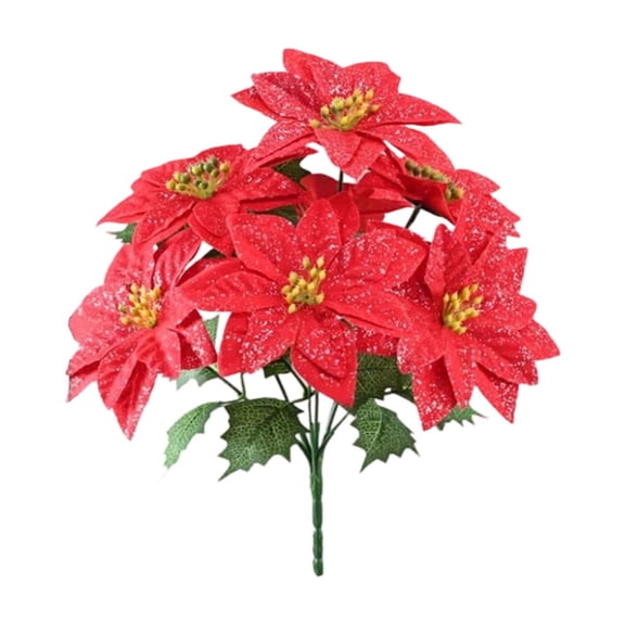Artificial Flowers for Outdoors, 1 Bundles Red Christmas Fake Plants UV Resistant, Faux Flowers for Outdoor Planters Garden Porch Winter Decor