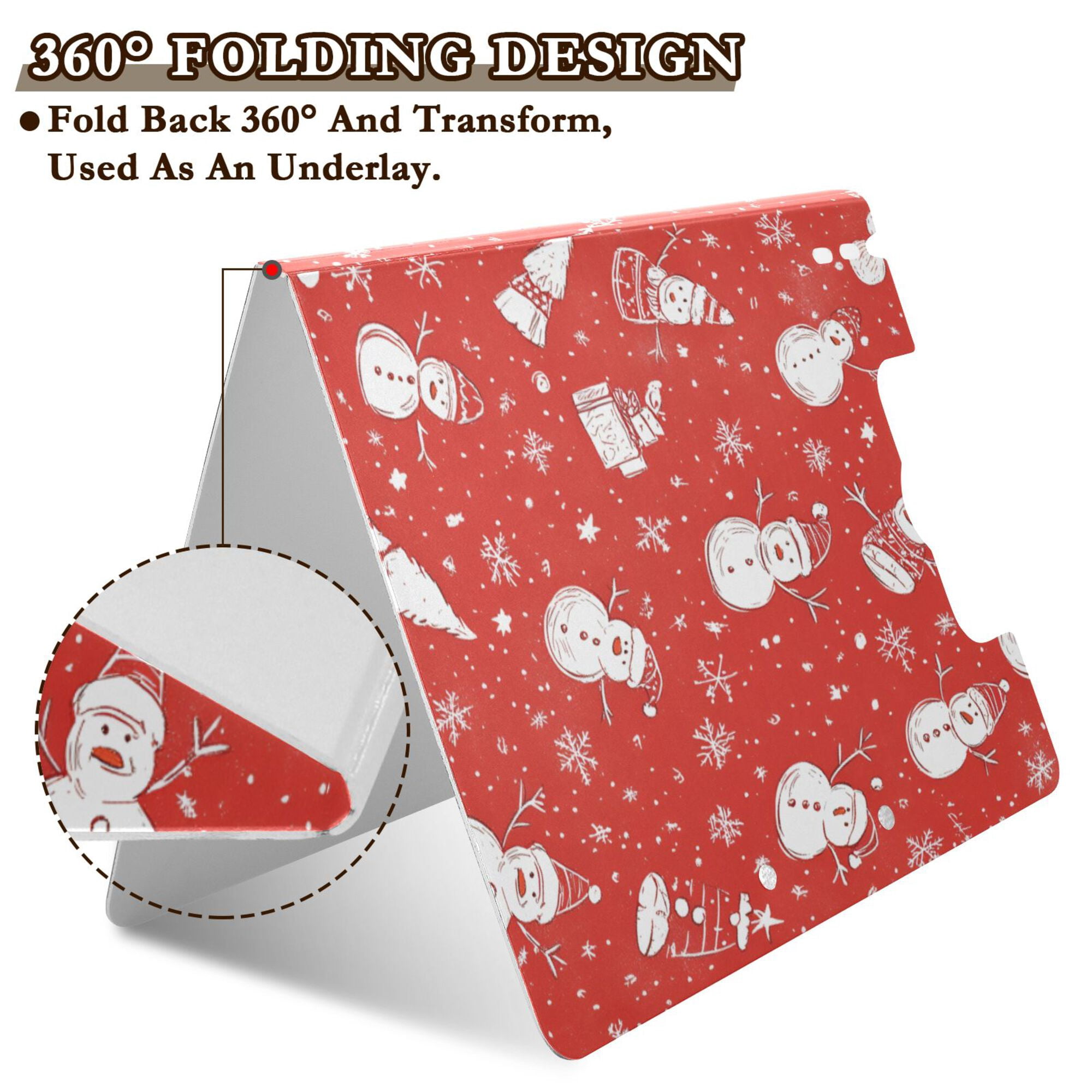 FORMRS A4 Clipboard Folder with Pen Holder Horizontal Foldable School Office Binder, Red Snowman