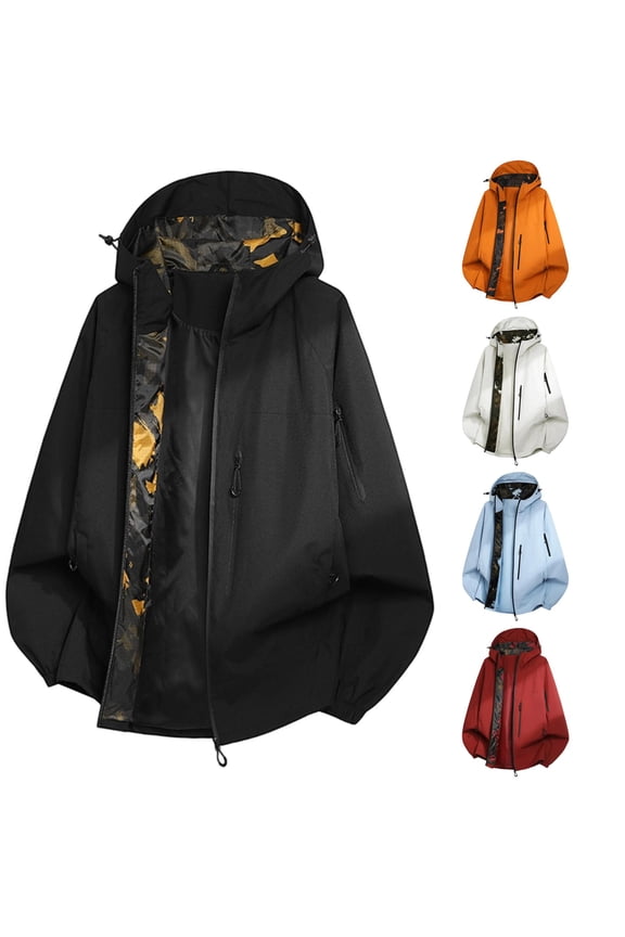 Mountain Techwear Waterproof Hooded Jacket for Unisex, Loose Fit Long Sleeve with Zipper Pockets, Casual Outdoor Outerwear, 1 Piece, S-4XL, Plus Size Friendly