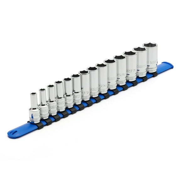 CASOMAN 14PCS 3/8" Drive 6 Pt. Mid-Length Socket Set, Metric, 6, 7, 8, 9, 10, 11, 12, 13, 14, 15, 16, 17, 18, 19 mm, Mirror Chrome Finish