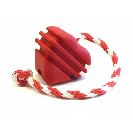 UPC: 0810216023706 | Mutts Kick Butt by SodaPup – Natural Rubber Heart on a String Reward Ball – Chew and Dental Toy – Aggressive Chewers – Red