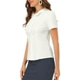 thumbnail image 4 of INSPIRE CHIC Women's Peter Pan Collar Career Button Down Shirt M White, 4 of 7