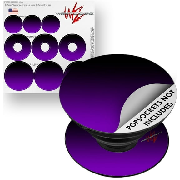 Decal Style Vinyl Skin Wrap 3 Pack for PopSockets Smooth Fades Purple Black (POPSOCKET NOT INCLUDED) by WraptorSkinz