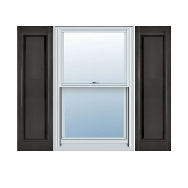 12"W x 55"H Lifetime Vinyl, Custom Single Panel, Raised Panel Shutters, w/Shutter-Loks (Per Pair), Musket Brown