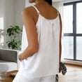thumbnail image 5 of Miluxas Women's Solid Spaghetti Strap Cami Top Textured Ruched Casual Loose Fit Sleeveless Tank Tops White, 5 of 8