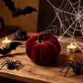 thumbnail image 3 of Hvmvliv Simulated Pumpkin Decoration,Halloween Thanksgiving 4.72in Faux Velvet Fabric Pumpkin Decor Cabinet Display,Versatile Centerpiece for Home,Table,Party Red, 3 of 7