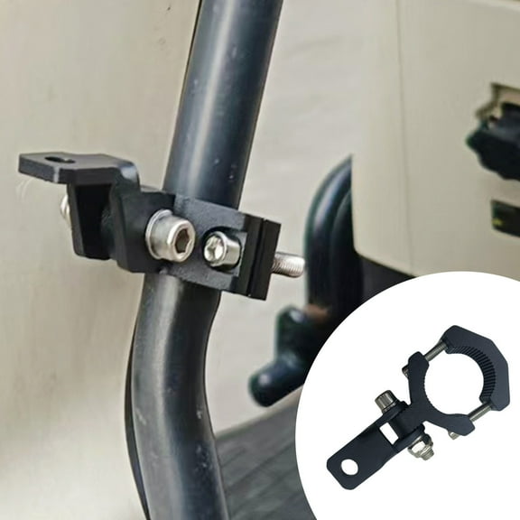 Motorcycle Light Mount Shock Absorber Clip Aluminum Alloy Bracket - Universal ATV Roof LED Light Bar Install Kit with Hardware(Black,A)