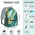 thumbnail image 6 of Teal Gold Marble Backpack for School,Cute School Bag,Schoolbag with Adjustable Shoulder Straps & Padded Back,15.3"x11"x6.7", 6 of 6