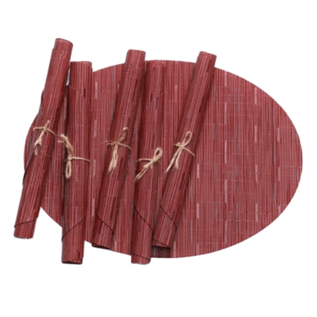 Toystoory fácil del poliéster 6pcs y esteras ovaladas versátiles para la decoración de la tabla elegante durable Mostrada vino rojo 45*32CMcm