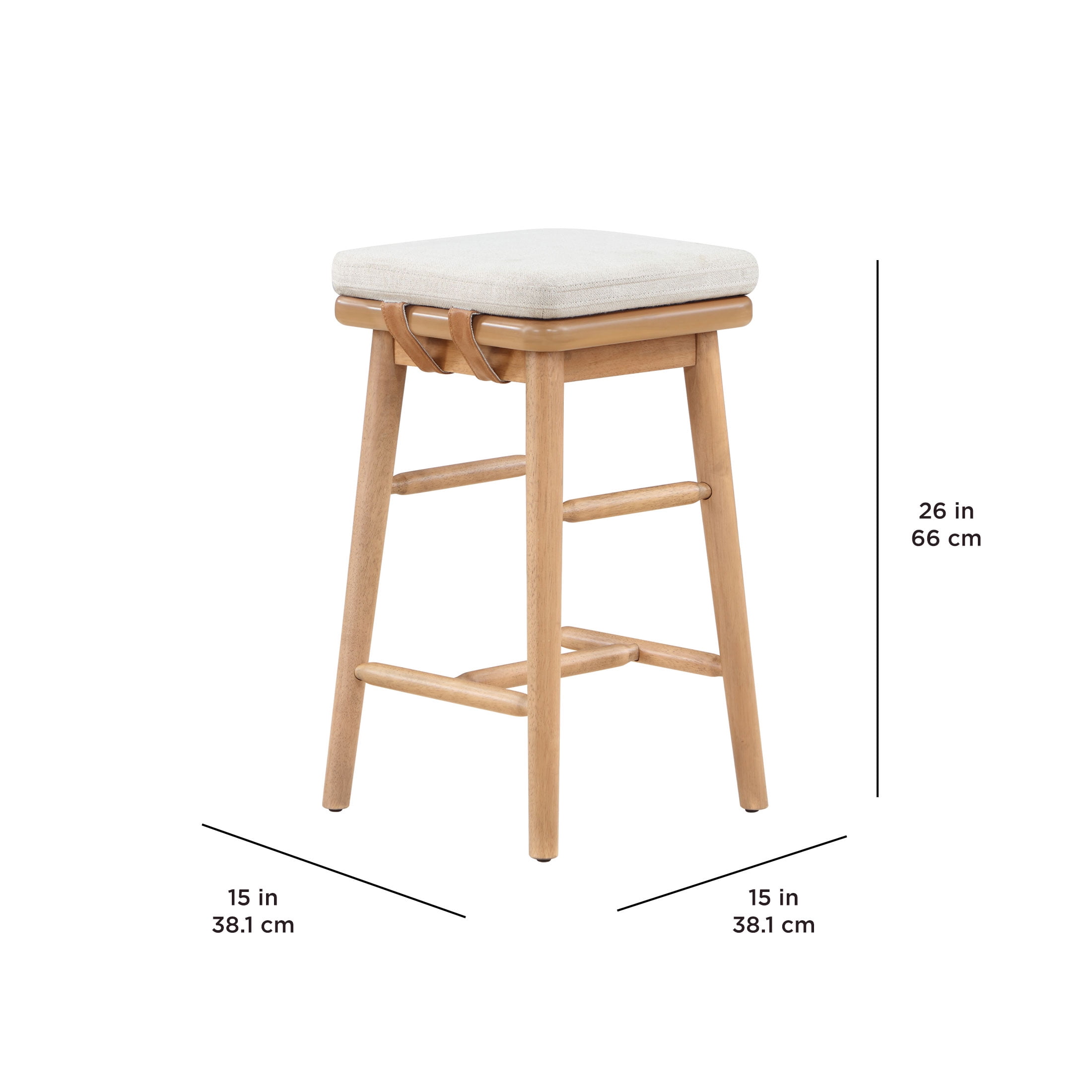 Better Homes & Gardens Springwood Barstool Set of 2, Light Honey Finish, Counter Height