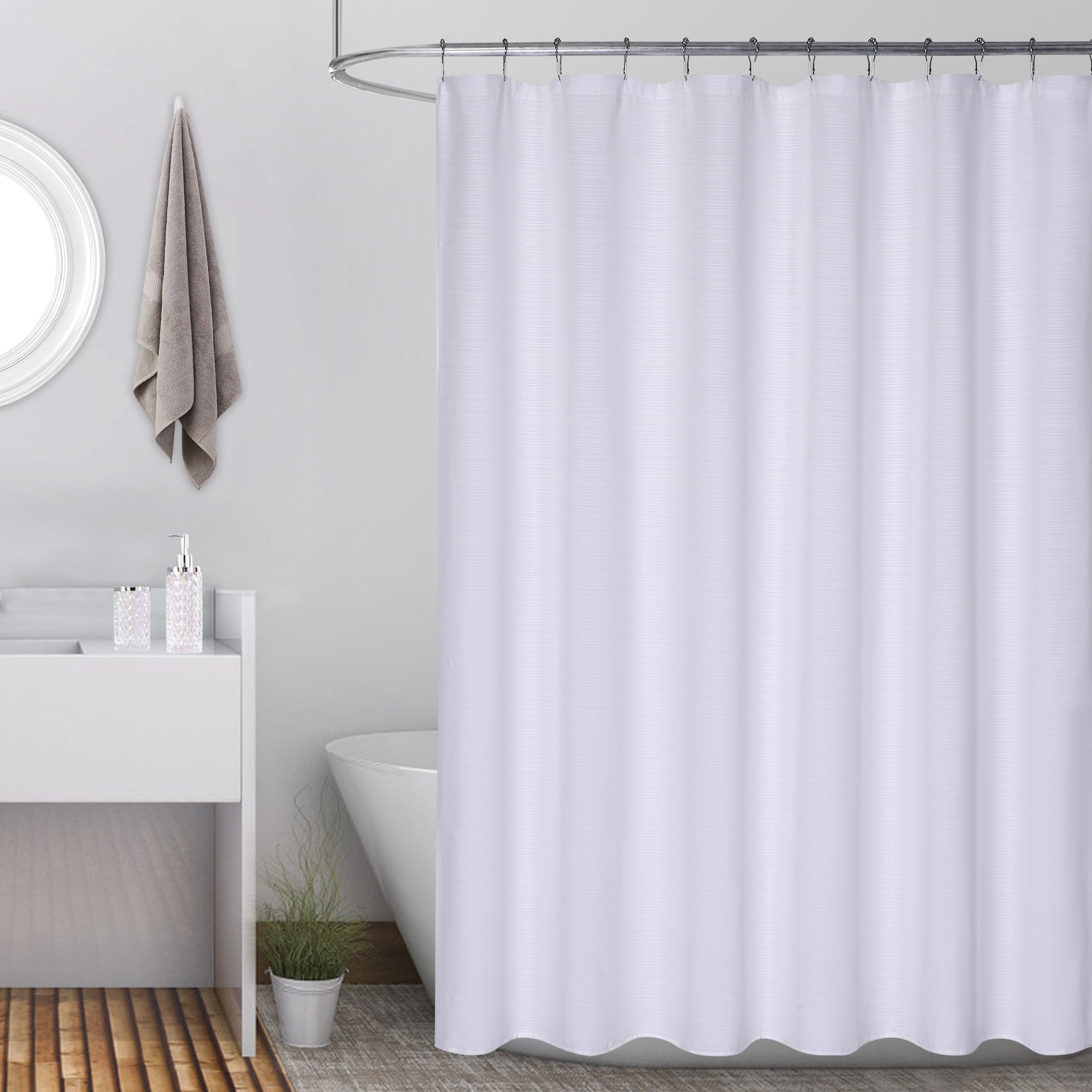Modern Striped Textured Heavy Shower Curtain, Luxury Waterproof Fabric ...