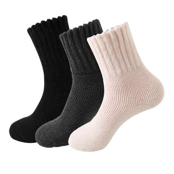 Women's Socks 3 Pairs Fall Winter Solid Color Socks Multicolor, 3-Pack Home Sleeping Warm Socks