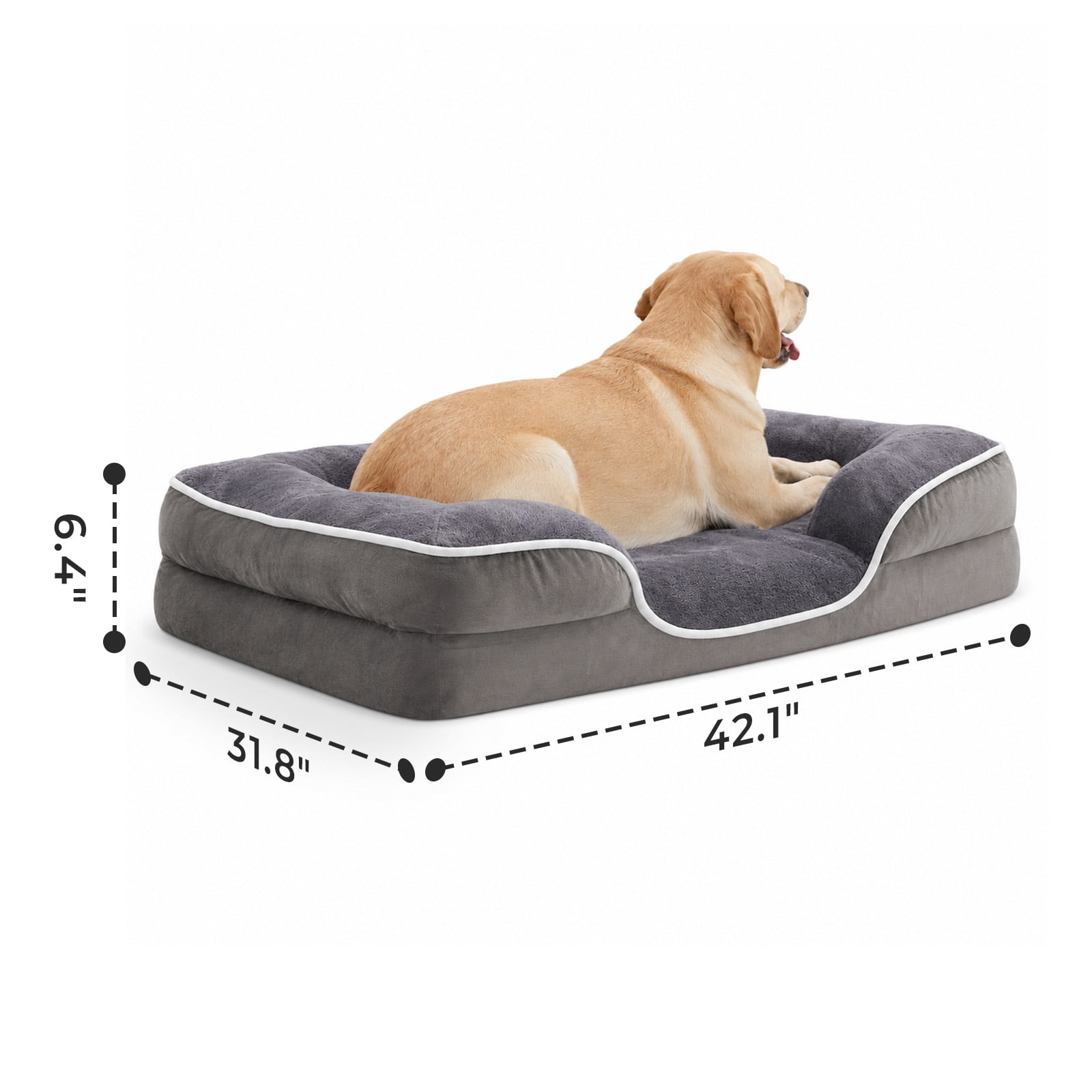 Alvantor L/XL Orthopedic Dog Bed for Extra Large Dogs & Cats with Washable Removable Cover Non-Slip Base Waterproof Liner, Pet Bed with Sides