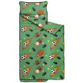 thumbnail image 2 of Football and Hockeyball Green Pattern Teens Toddler Nap Mat with Pillow, Sleeping Mat Bag for Preschool Daycare 59"x22", 2 of 6