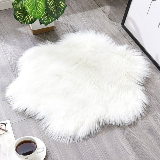 Mefallenssiah Wool Imitation Sheepskin Rugs Faux Non Slip Bedroom Carpet Mats
