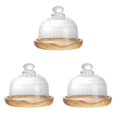 thumbnail image 1 of CHOK Cake Stand Dome Mini Lid Cover Wood Glass Plate Dessert Display Base Flat Round Server, 1 of 6