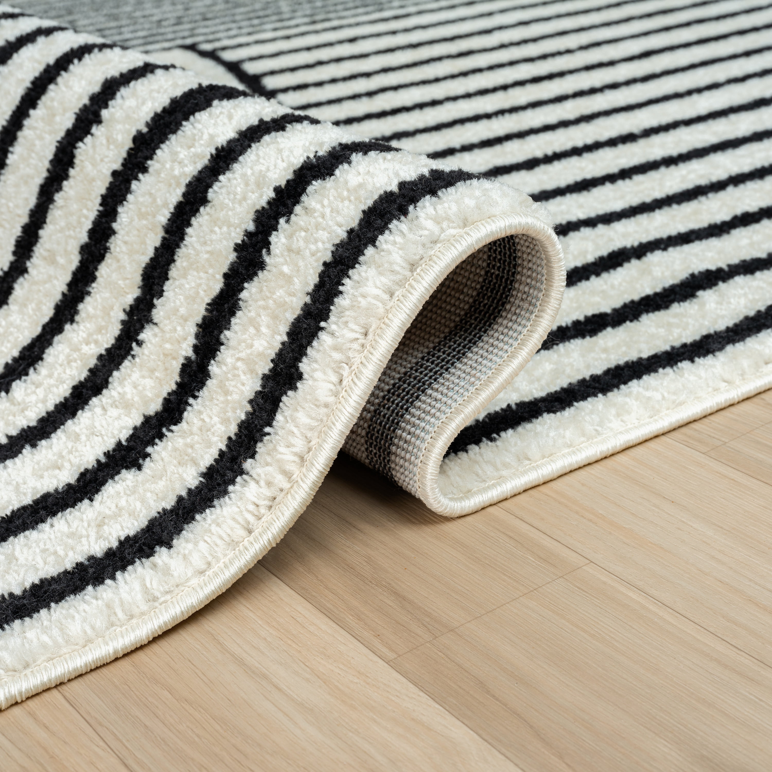 Abani Nuevo Collection Area Rug Mid Century Modern Bedroom Living Room Decor Floor Rug 5 x 8 Black Ivory