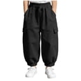 thumbnail image 2 of ATOGUTA Baggy Sweatpants for Boys Lightweight Running Pants with Pockets Kids Youth Outdoor Gym Workout Track Trousers Size 7-16, Black, 2 of 6