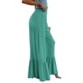 thumbnail image 2 of Liacowi Women Wide Leg Palazzo Pants Casual Loose Smocked Elastic Waist Beach Pants Trousers Summer High Waist Wide-Leg Pants, 2 of 5