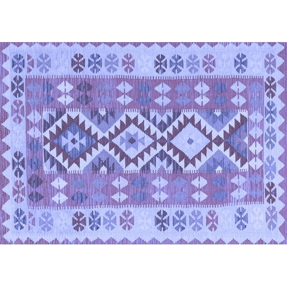 Ahgly Company Machine Washable Indoor Rectangle Southwestern Blue Country Area Rugs, 5' x 7'