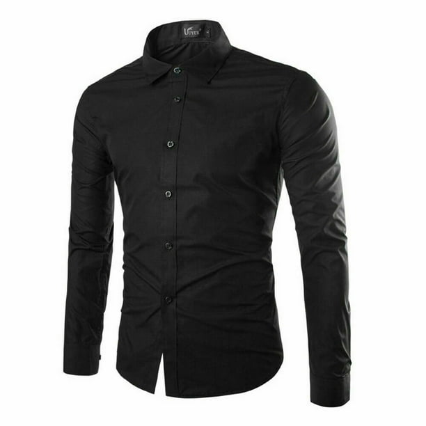 Men Long Sleeve Button Down Tops Slim Fit Casual Dress Formal Shirts