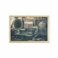 thumbnail image 1 of Antique Wall Art with Frame, Antique Store Inventory Old Gramophone Sewing Machine Other Early 20 Century Stuff, Printed Fabric Poster for Bathroom Living Room, 35" x 23", Sepia, by Ambesonne, 1 of 2