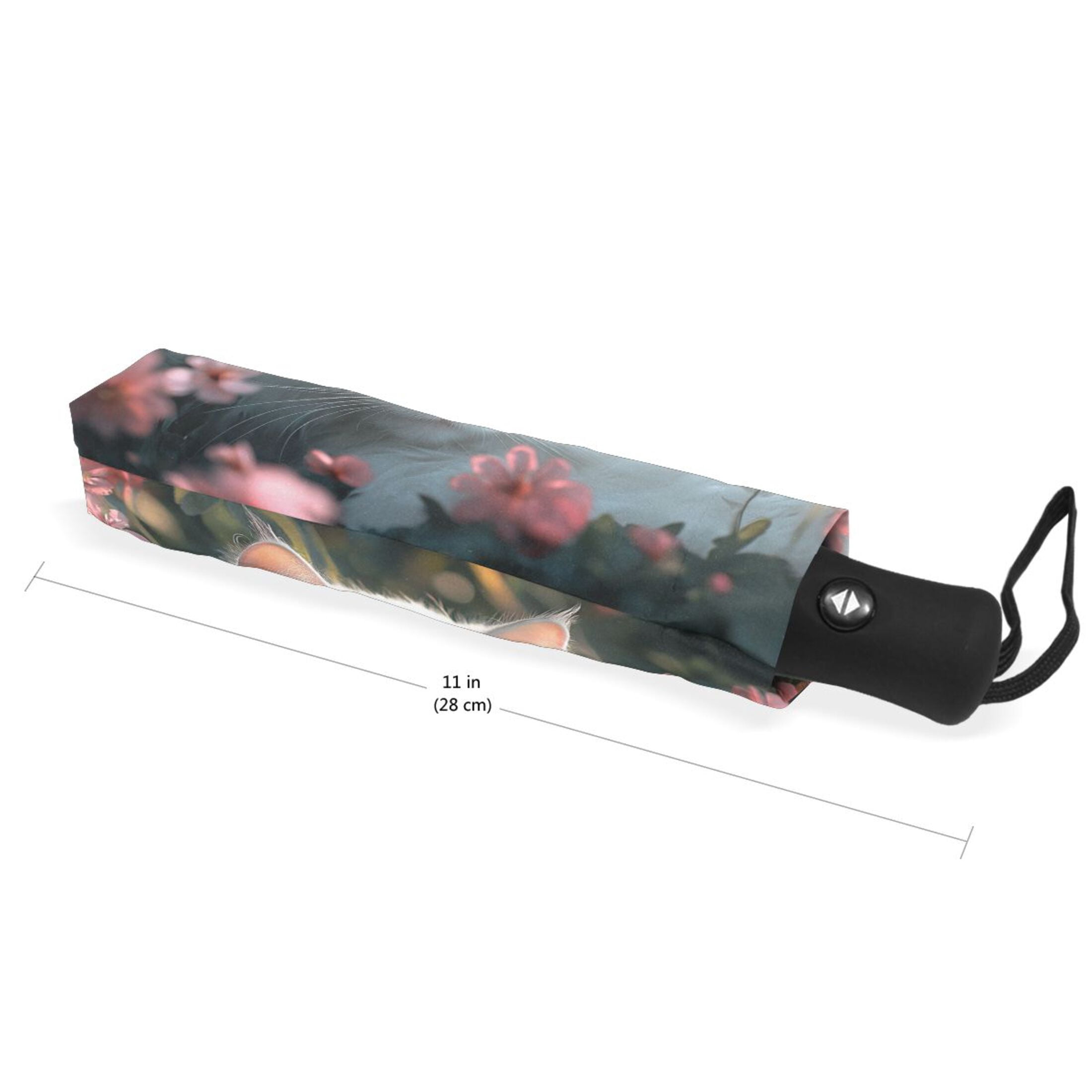 YAZAOO One-Touch Auto Open Close Rain Umbrella With Creative White Cat Pattern