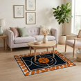 thumbnail image 3 of ODIKA 4'x6' Washable Area Rug Interlocking Border Blanket Football Bold Center Round Basketball Refined for Bedroom, Reading Nook, Pet Friendly & Non-Shedding, 3 of 7