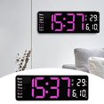 thumbnail image 1 of Reloj de pared digital LED grande con temperatura, fecha, día y pantalla, control remoto USB, multicolor, 1 of 7