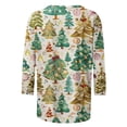 thumbnail image 4 of Darzheoy Christmas Womens Tops Pullover Solid Color Graphic Round Neck 3/4 Sleeve Sweatshirts Comfortable Hoodless Trendy Fall Winter Printed Blouses, 4 of 5