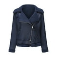 thumbnail image 5 of Usmixi Winter Faux Leather Jacket for Women Womens Suede Jacket Plus Size Fashion Side Zip Fuzzy Fleece Coats Casual Solid Pocket Bomber Outwear with Belt Faux Leather Jacket, 5 of 6