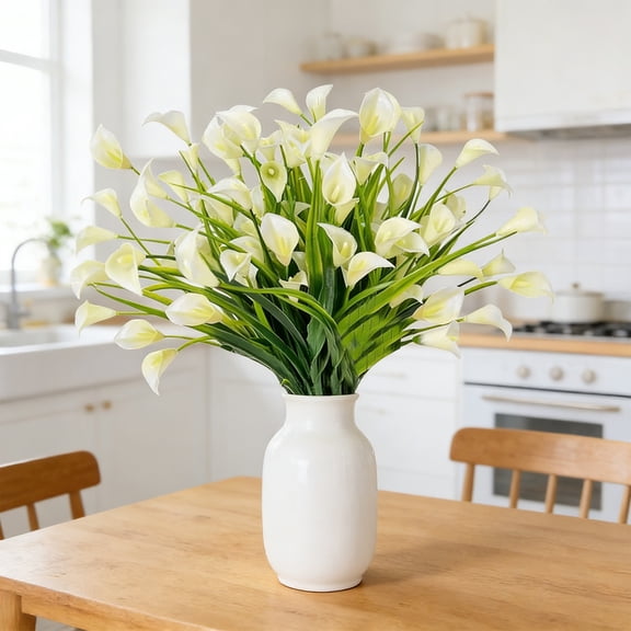 Bcylexb 2Pcs Artificial Lily Flowers, UV Resistant Outdoor Fake Flowers for Planter Hanging Basket Decor Faux Flower for Home Office Garden