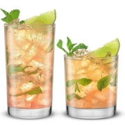 Alain Drinking Glasses Set of 8 Highball & Double Old Fashion Glass Drinking Glasses Set