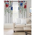 thumbnail image 2 of Patriotic Independence Day Blackout Curtains 72 Inches Long, Red Blue Flowers 2 Panels, Thermal Insulated Room Darkening Drapes with Grommets, 52W x 72L Each Panel, 2 of 9