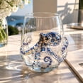 thumbnail image 6 of Artisanal Blue Ringed Octopus Glassware, Novelty Drinking Glass with Flat Printed Octopus Design, Borosilicate Tumbler for Cocktails and Beverages, Coastal Home Bar Accessory (A8), 6 of 7