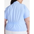 thumbnail image 4 of Terra & Sky Fit and Flare Blouse with Short Sleeves, Sizes 0X-5X, 4 of 5