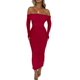 thumbnail image 1 of Vestido ajustado maxi fruncido con hombros descubiertos rojo PRETTYGARDEN para mujer, 1 of 8