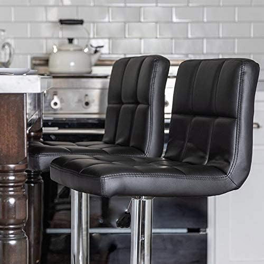 YRLLENSDAN Adjustable Bar Stools Set of 2, Kitchen Bar Stools Swivel Bar Stools with Back Bar Stools for Kitchen Counter, Black