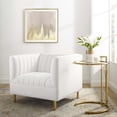 thumbnail image 2 of Tufted Armchair Accent Chair, Velvet, White, Modern Contemporary Urban Design, Living Lounge Room Hotel Lobby Hospitality, 2 of 8