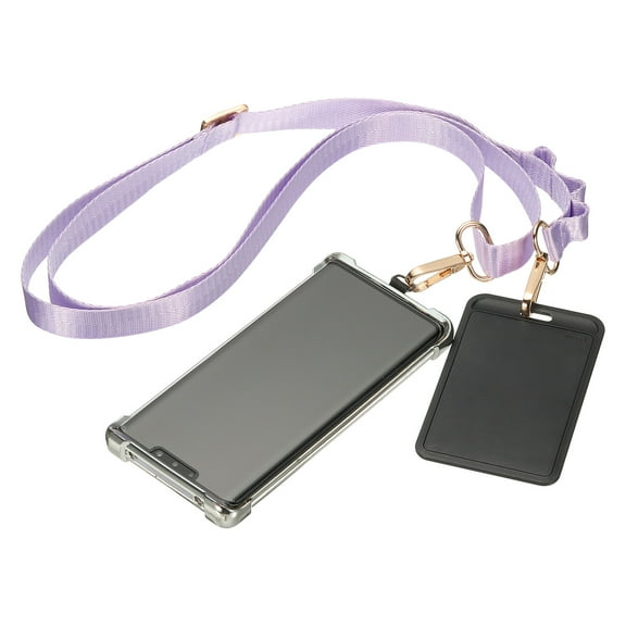 Uxcell Universal Cell Phone Lanyard, Adjustable Crossbody Phone Strap Anti-Theft Polyester Neck Lanyard with Patches for Concerts Gym Travel Secure Hands-Free Carry, Purple