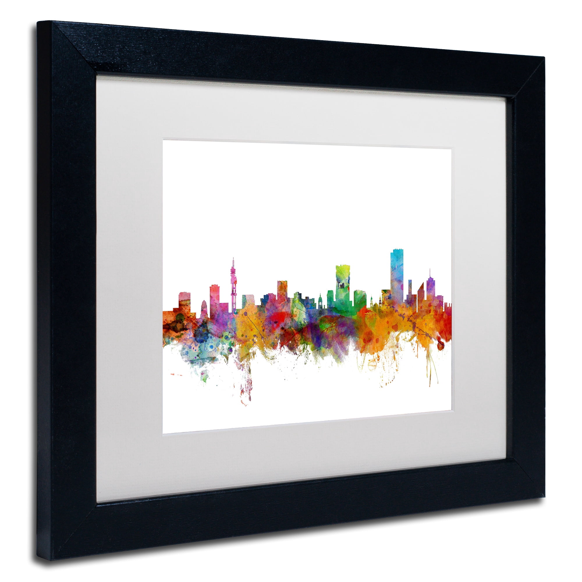 Trademark Fine Art "Pretoria South Africa Skyline" Canvas Art by Michael Tompsett White Matte, Black Frame