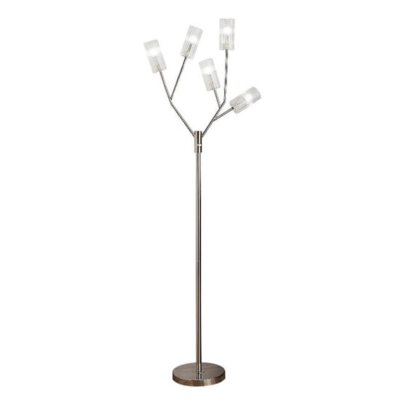 Benjara 67" Floor Lamp- Modern Globe Glass Shade- Round Metal Base- Nickel