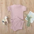 thumbnail image 3 of Baby Boys Girls Gifts Infant Kids Baby Boys Girls Ribbed Stitch Tops T-shirt Shorts Outfits Set Going Out Outfits for Girls, 3 of 9