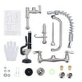 thumbnail image 6 of WOWOW 21 in. Wall Mount Triple Handle Pull Down Sprayer Kitchen Faucet with Pre-Rinse Sprayer with Advanced Spray in Brushed Nickel, 6 of 6