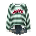 thumbnail image 5 of FYEGRE Women's Striped Letter Print Casual Crewneck Sweatshirt Fashionable Loose Fit Long Sleeve Pullover Soft Comfortable Fall Winter Everyday Wear Outfits Green L, 5 of 6