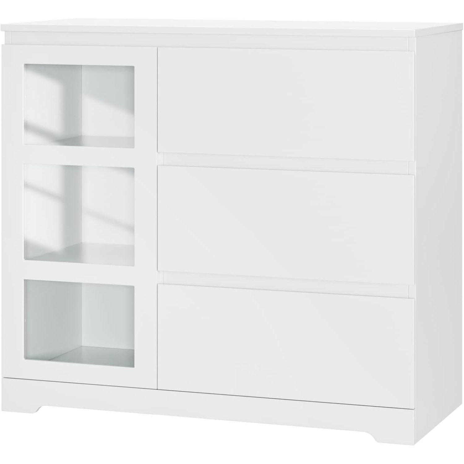XINiHoXe Modern 3 Drawer Dresser, White Dresser for Bedroom, Wide Chest